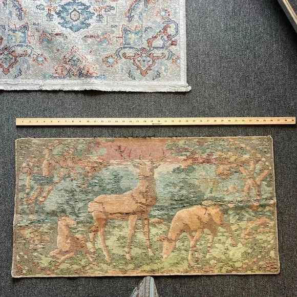 Vintage Handmade Velvet Deer Wildlife Wall Tapestry, Rustic Home Decor - Picture 5 of 5